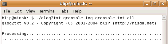 qlog2txt converting a console log qlog2txt converting a console log